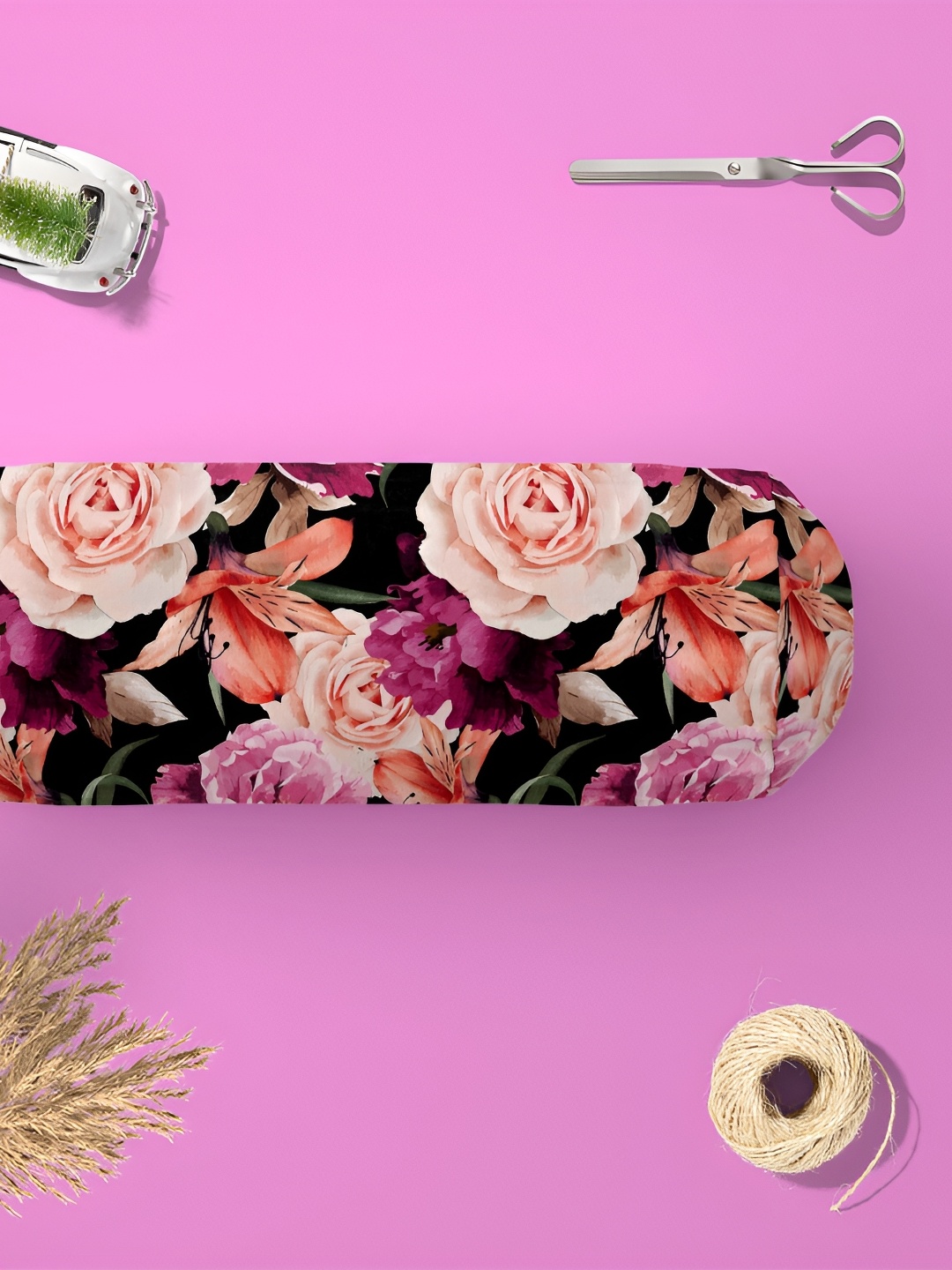 

ArtzFolio Black & Pink 2-Pcs Floral Printed Bolster Covers