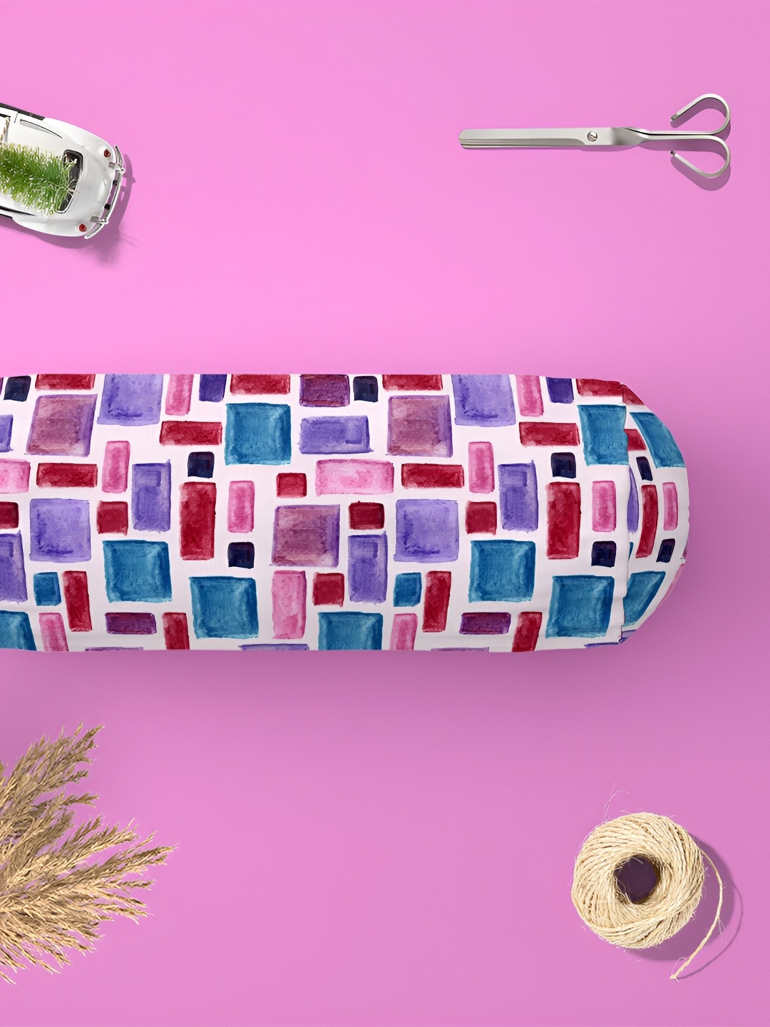 

ArtzFolio Blue & Purple 2-Pcs Geometric Printed Bolster Covers