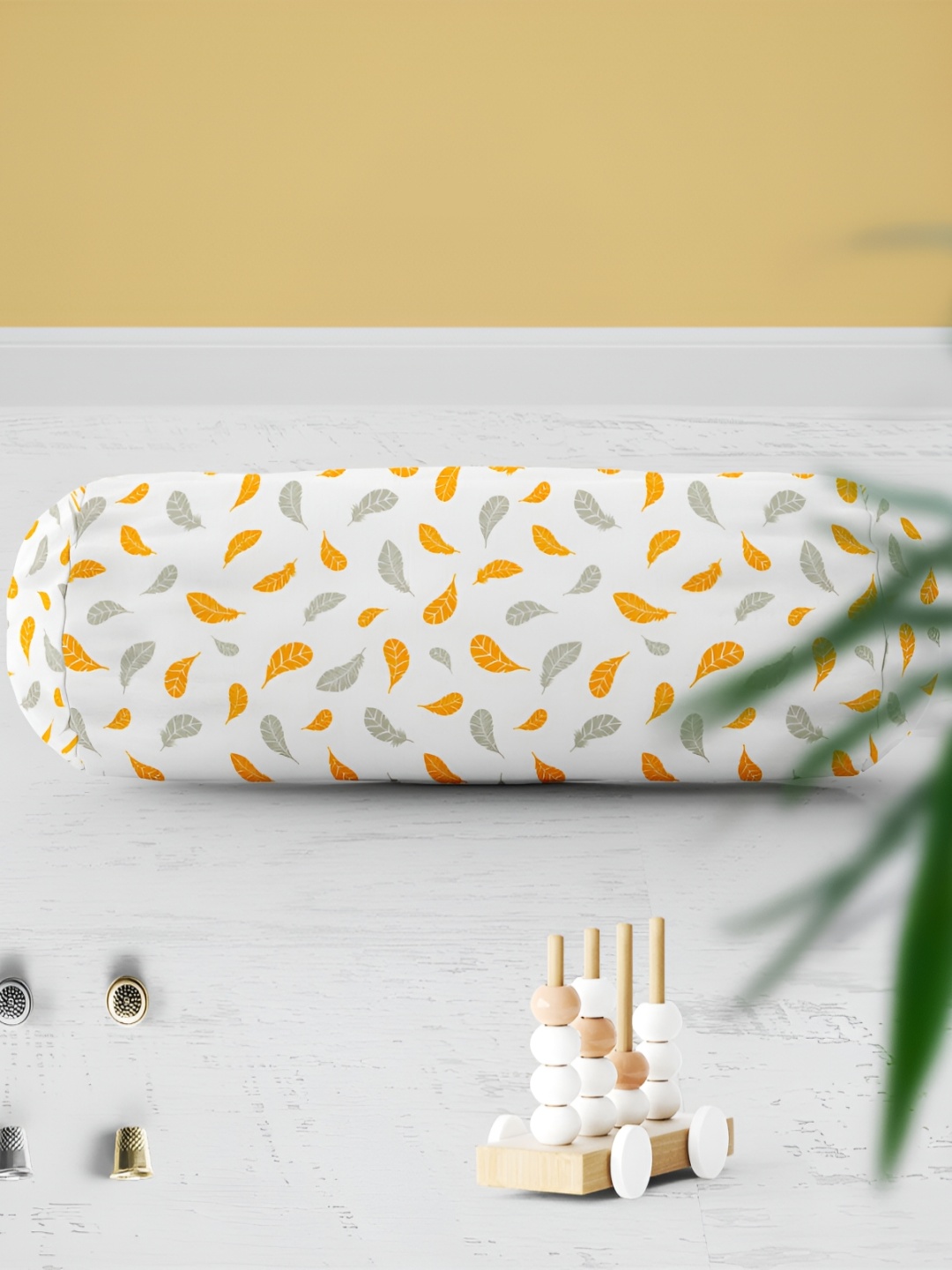 

ArtzFolio White & Orange 2 Pieces Printed Cotton Bolster Covers