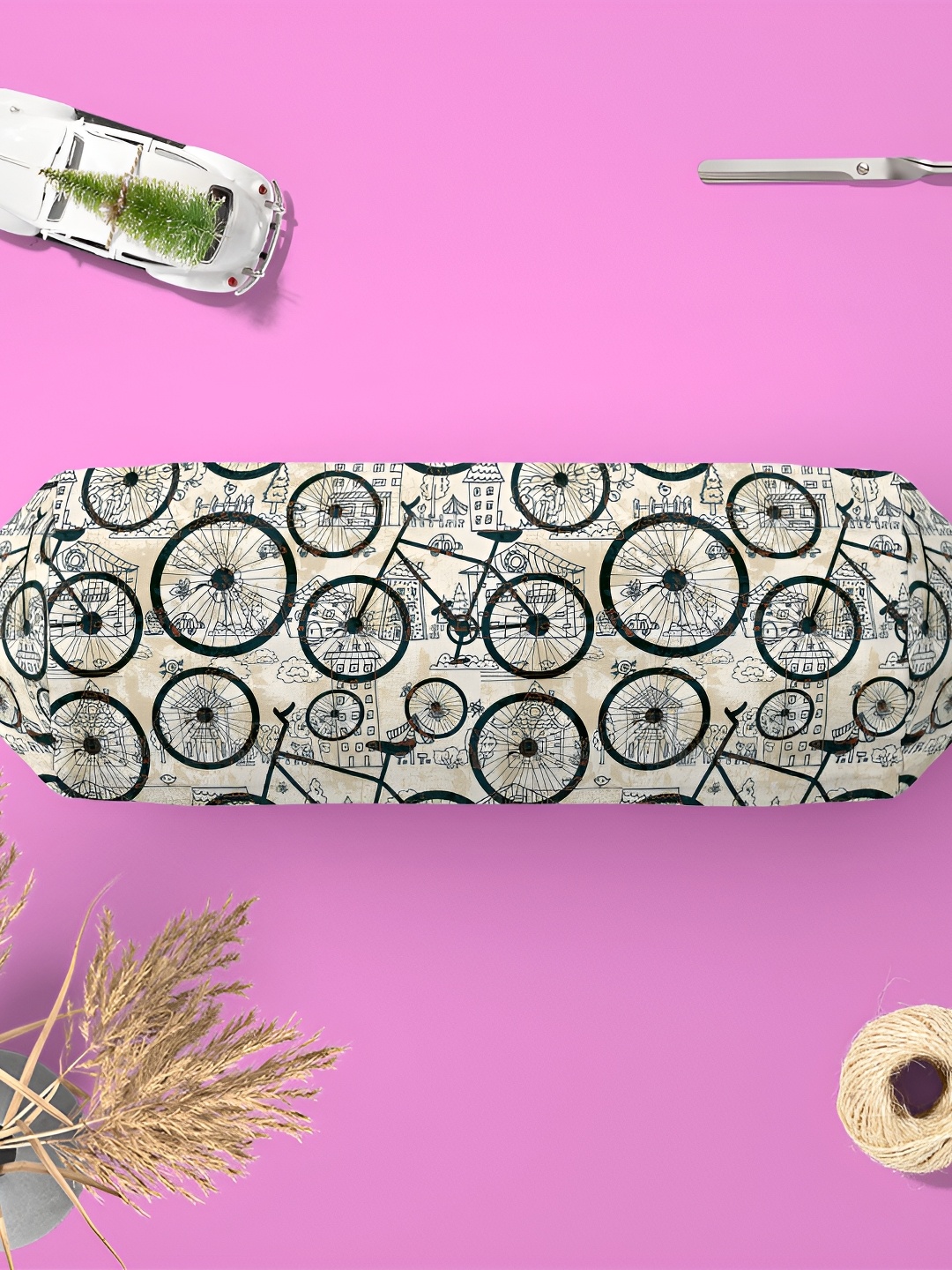 

ArtzFolio Beige & Black 2 Pieces Printed Cotton Bolster Covers