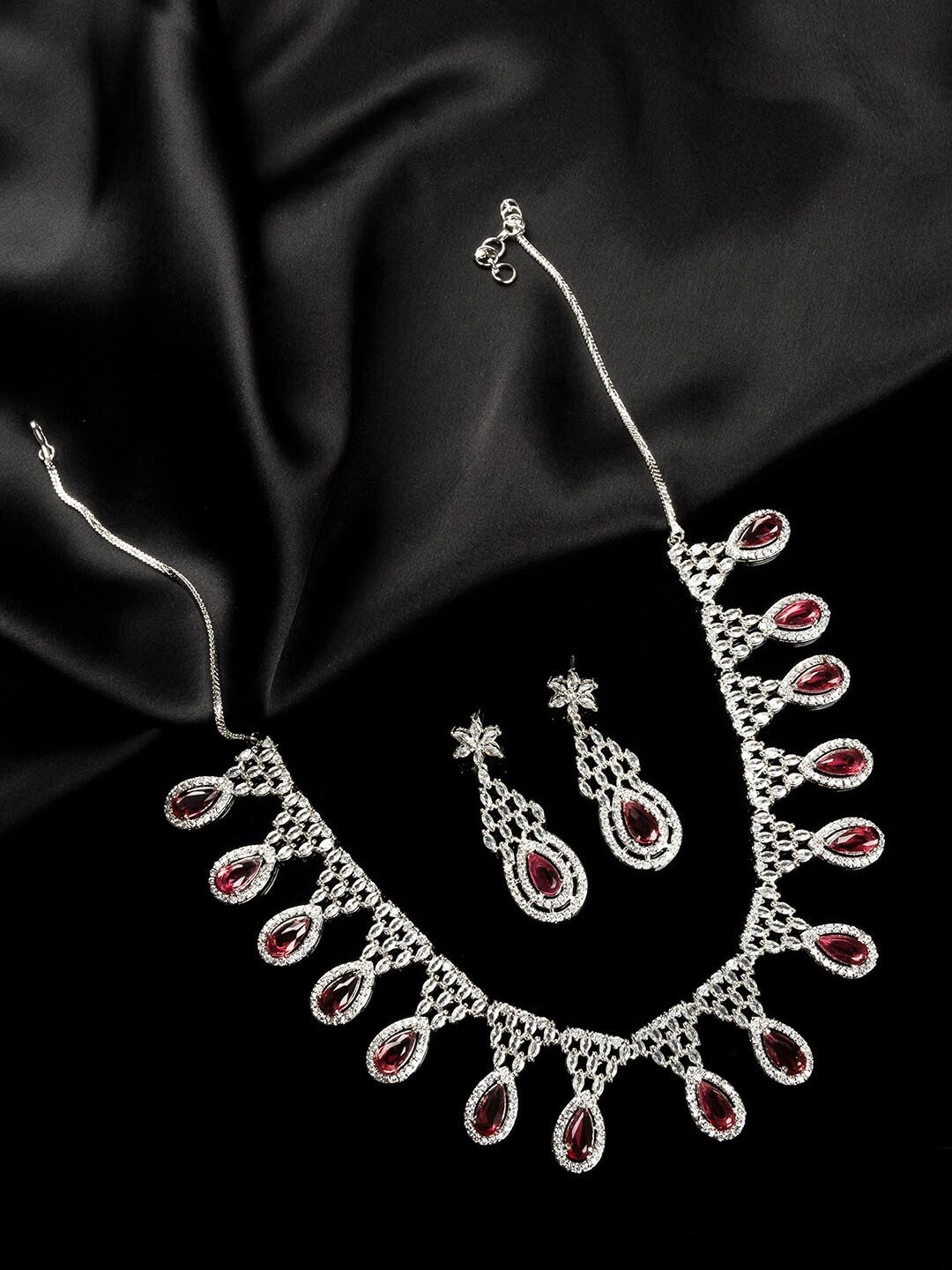 

StileAdda Silver-Plated CZ-Studded Jewellery Set