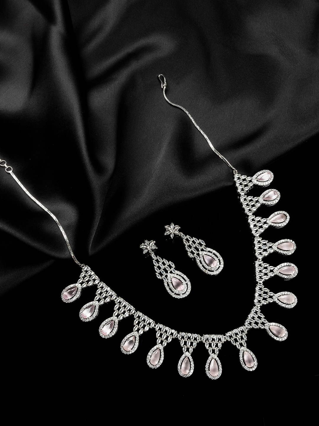 

StileAdda Silver-Plated CZ-Studded Jewellery Set