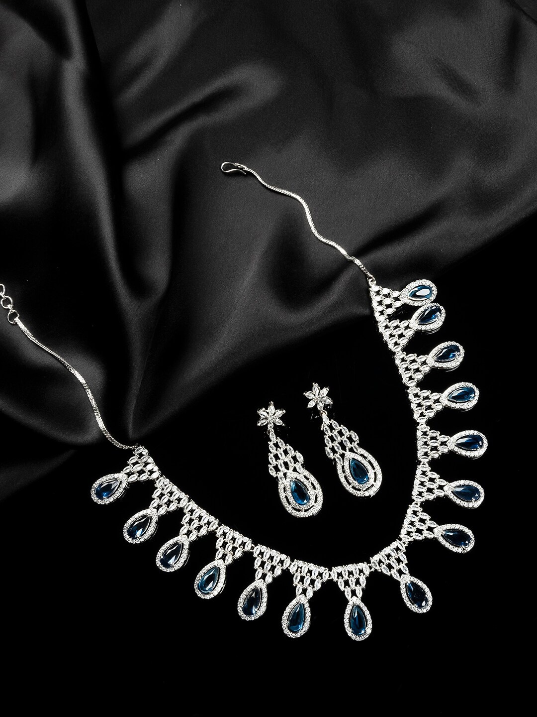 

StileAdda Silver-Plated CZ-Studded Jewellery Set