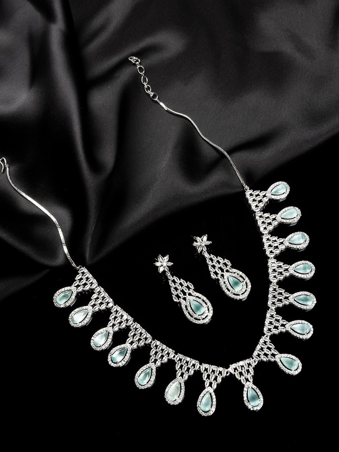 

StileAdda Silver-Plated CZ-Studded Jewellery Set