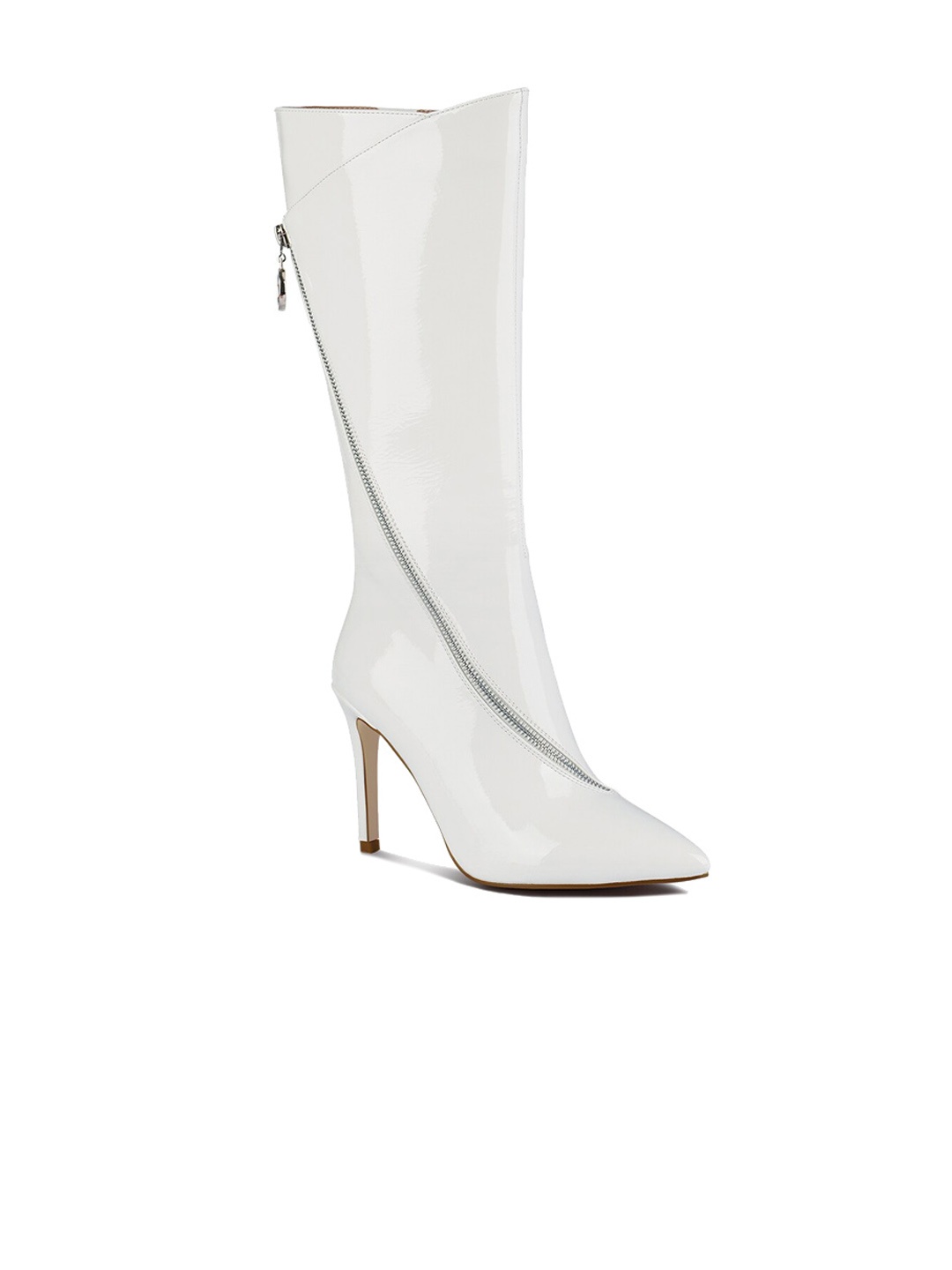 

RAG & CO Women Pointed Toe Zip Around Calf Regular Boots, White