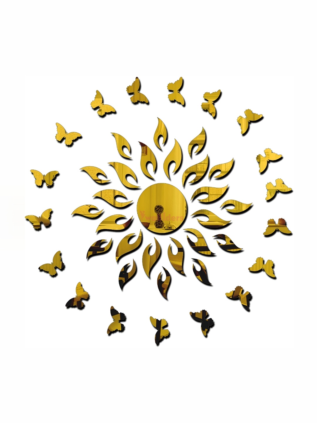 

Wall1ders Gold-Toned 20 Pcs Butterfly 3D Mirror Wall Stickers