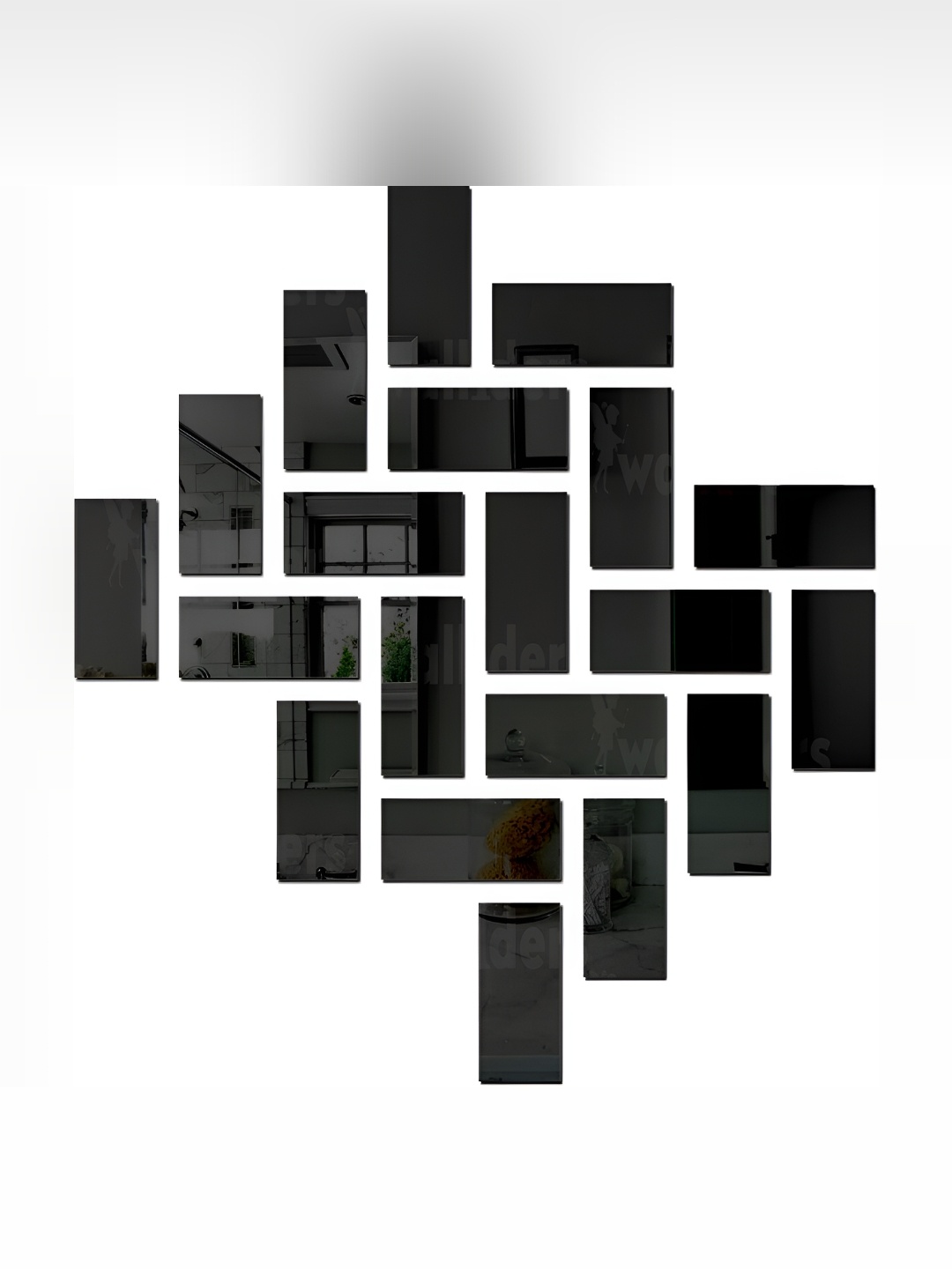 

Wall1ders Black 20 Pcs Rectangle Mirror Wall Stickers
