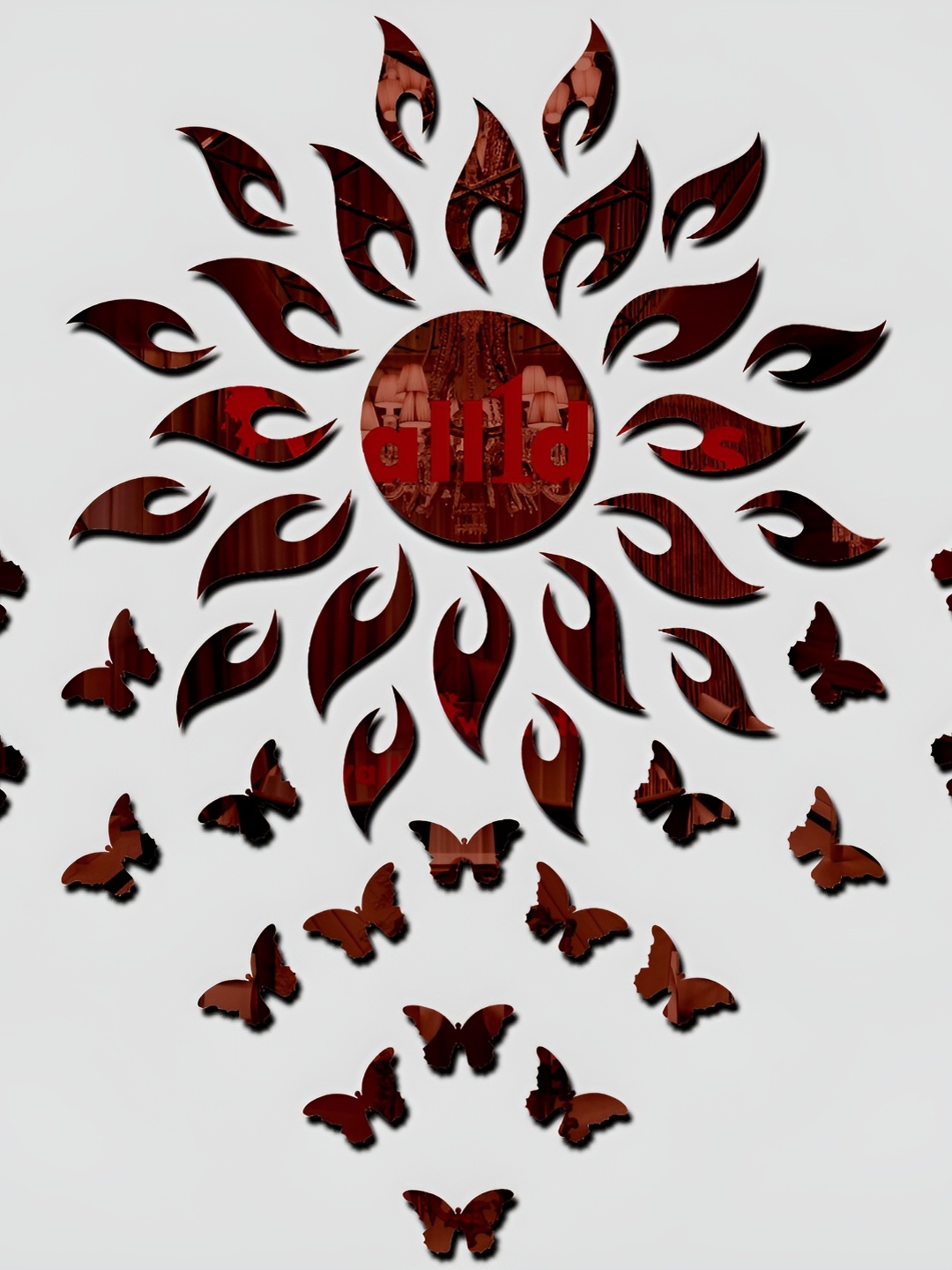 

Wall1ders Brown Sun & 20 Butterfly 3D Mirror Wall Stickers