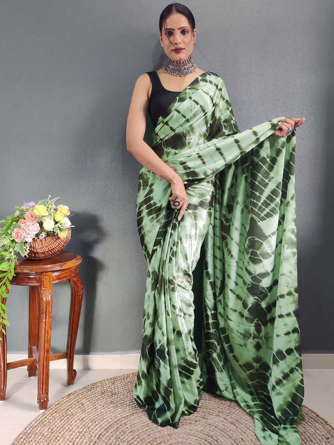 

Mitera Green Tie & Dye Dyed Garad Ready To Wear Saree
