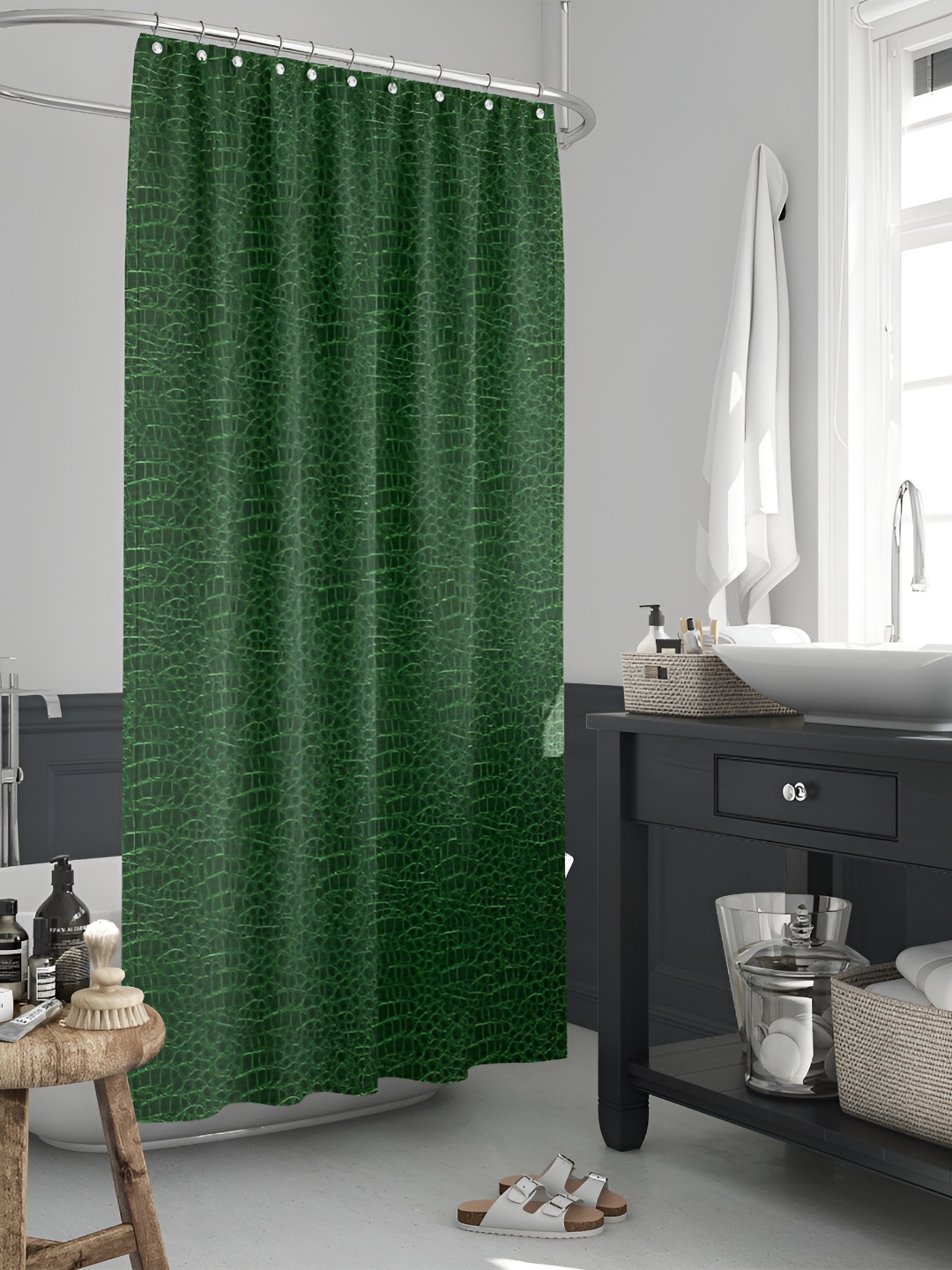 

ArtzFolio Green & Black Printed Waterproof Shower Curtains