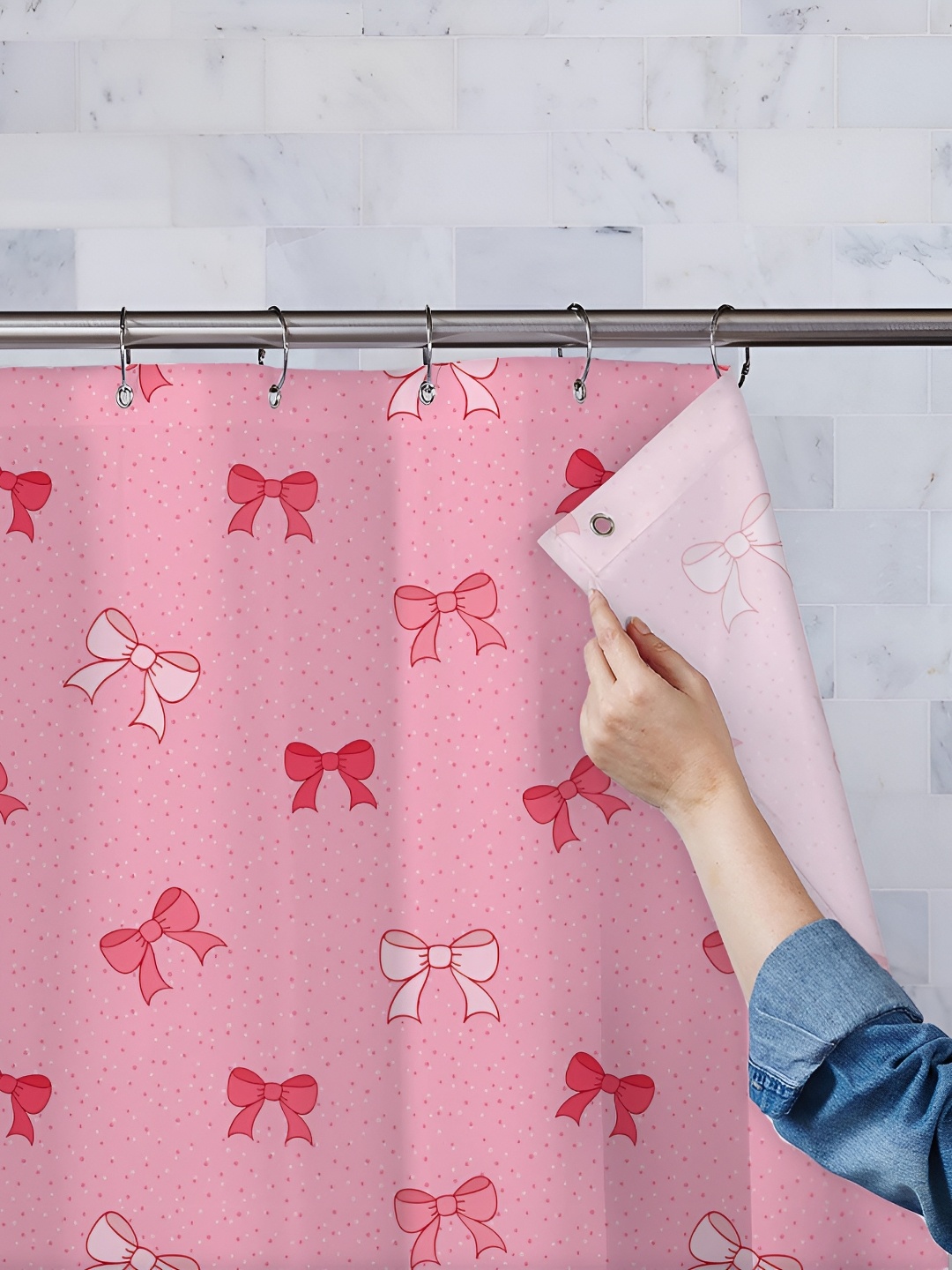 

ArtzFolio Pink Printed Waterproof Shower Curtains