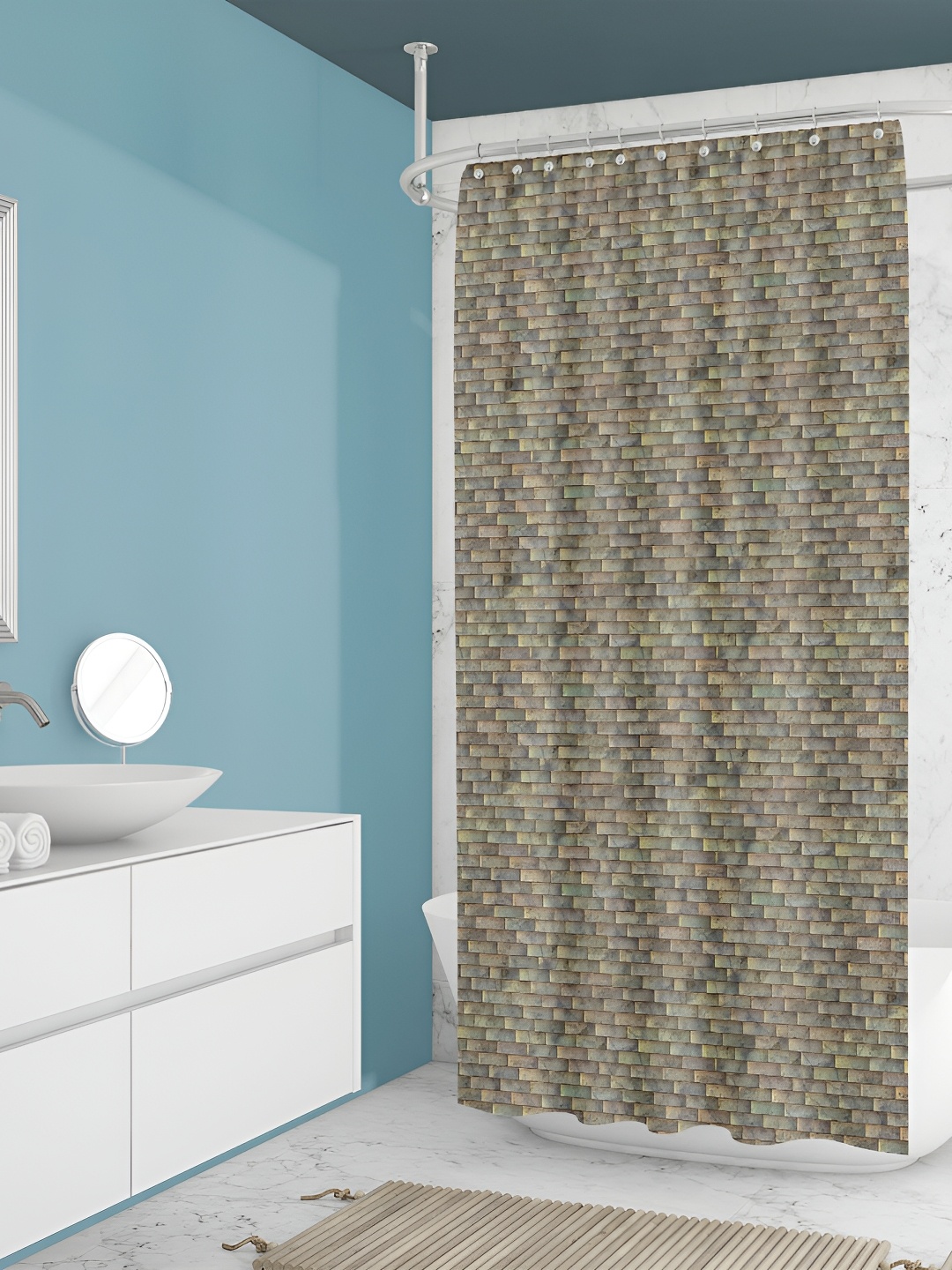 

ArtzFolio Brown & Beige Printed Waterproof Shower Curtains