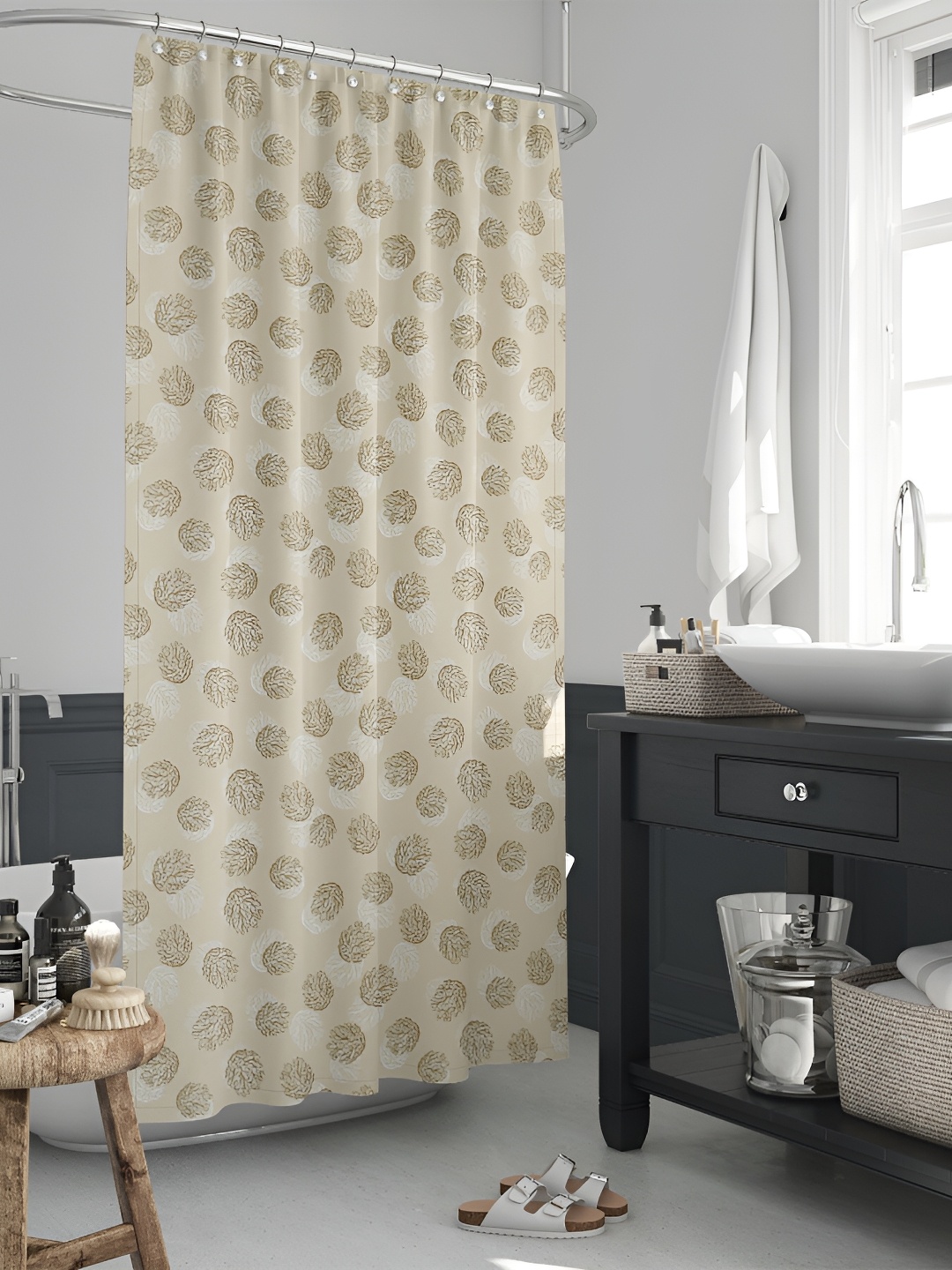 

ArtzFolio Beige & Brown Printed Waterproof Shower Curtains