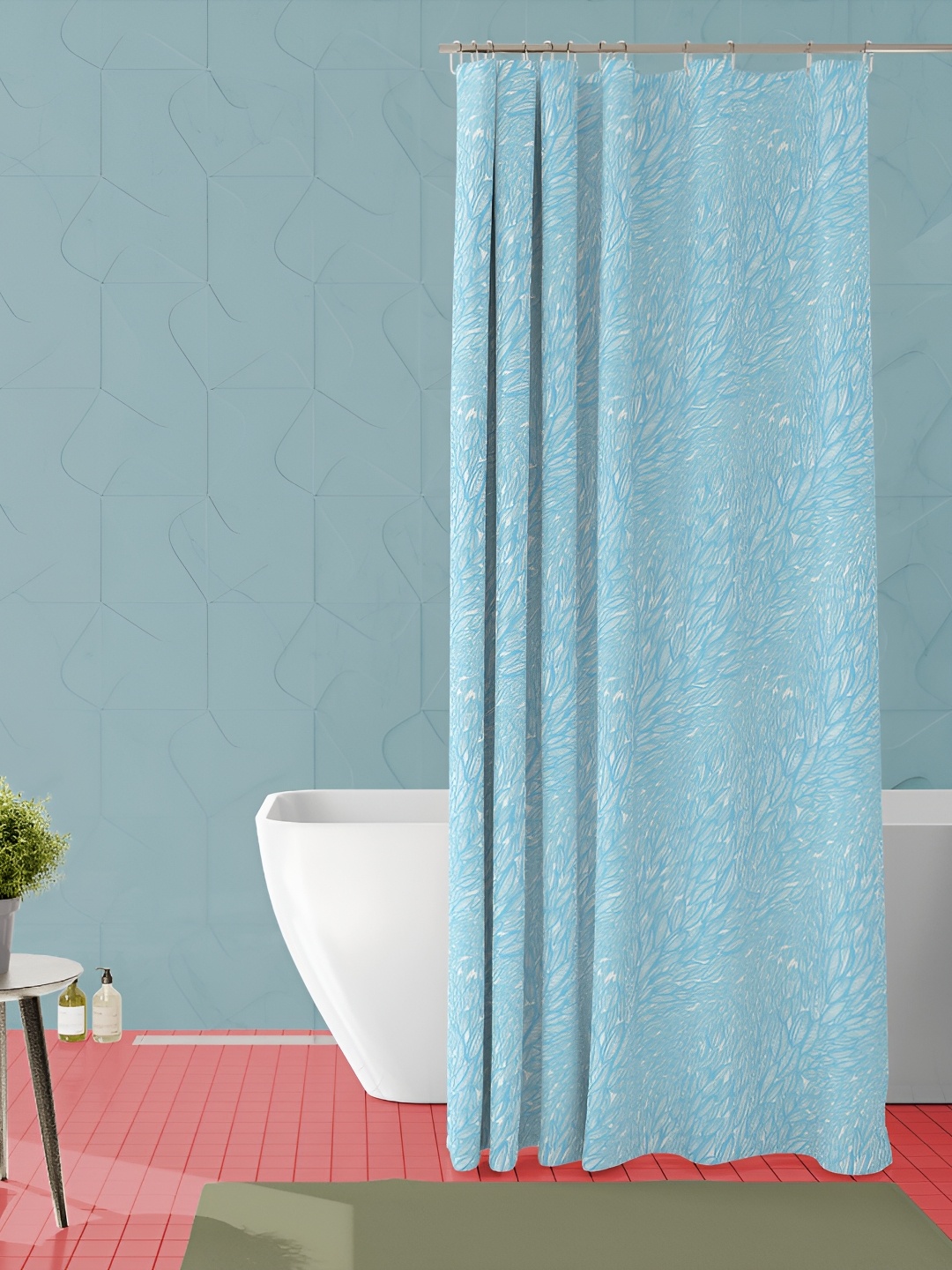 

ArtzFolio Turquoise Blue & White Printed Waterproof Shower Curtains