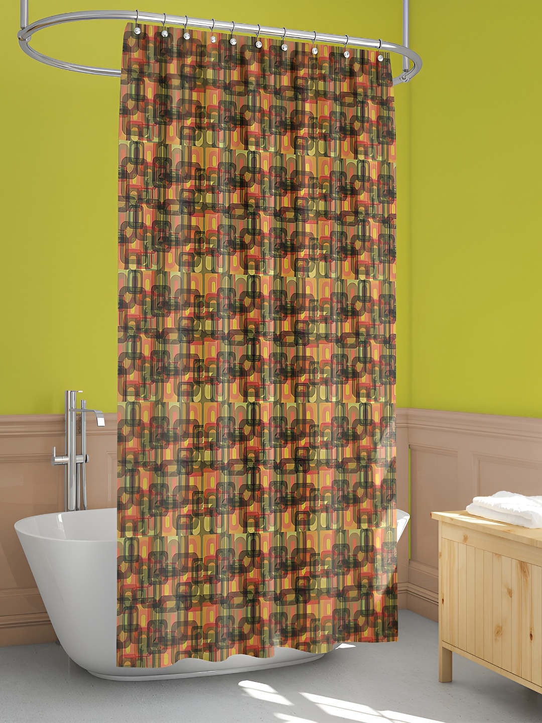 

ArtzFolio Yellow & Green Printed Waterproof Shower Curtains