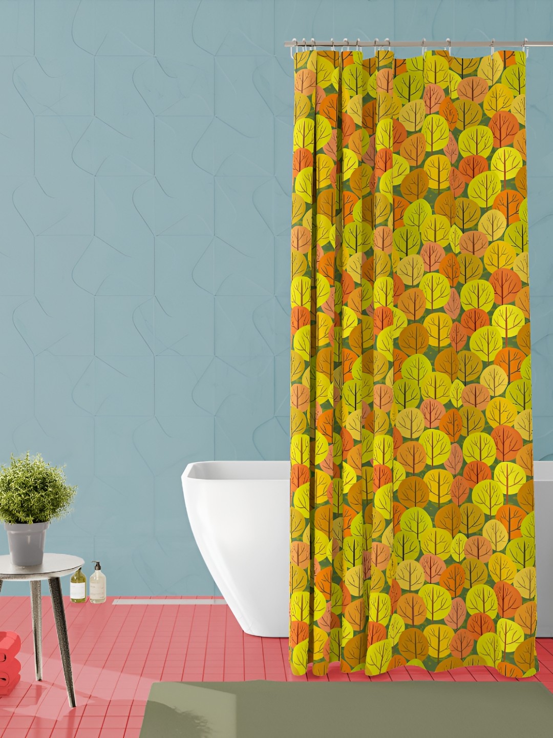 

ArtzFolio Yellow & Green Printed Waterproof Shower Curtains