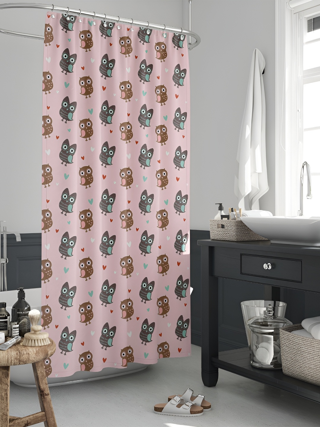 

ArtzFolio Brown & Pink Printed Waterproof Shower Curtains