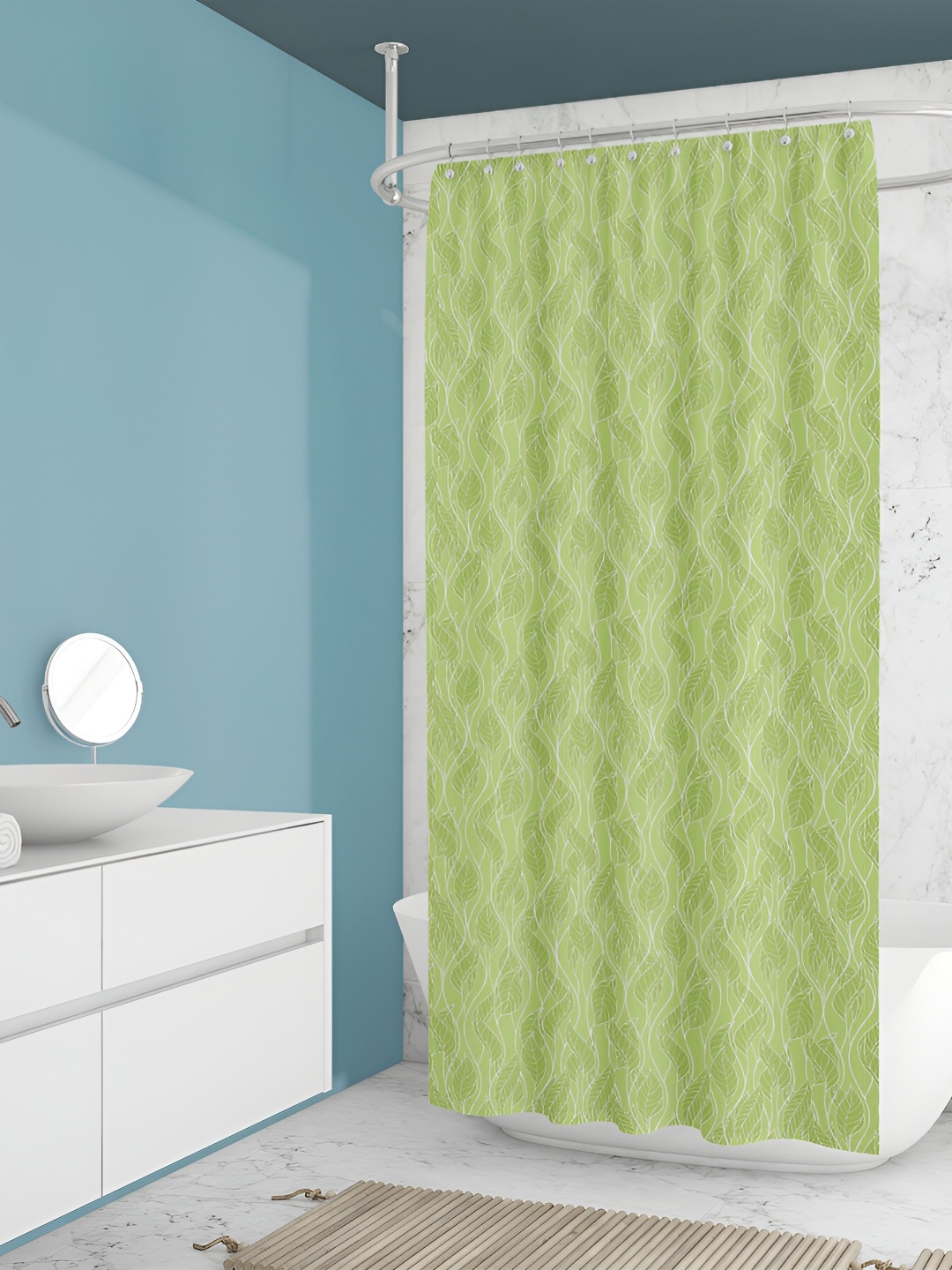 

ArtzFolio Green & White Printed Waterproof Shower Curtains