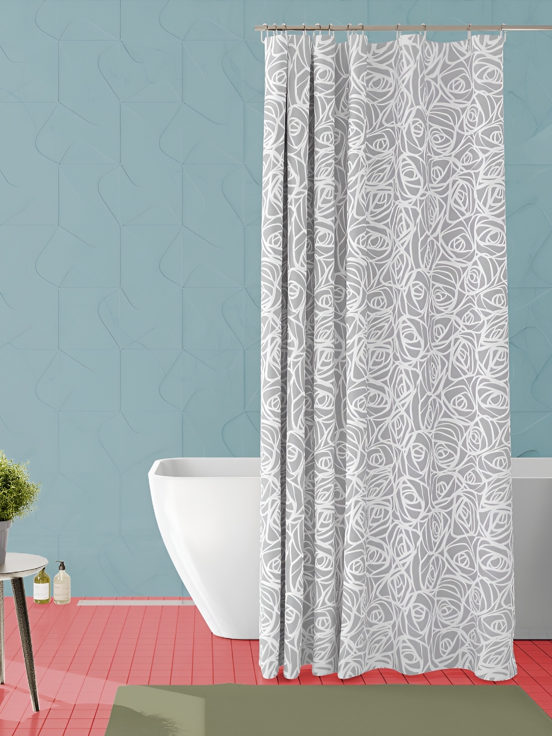 

ArtzFolio Grey & White Printed Waterproof Shower Curtain