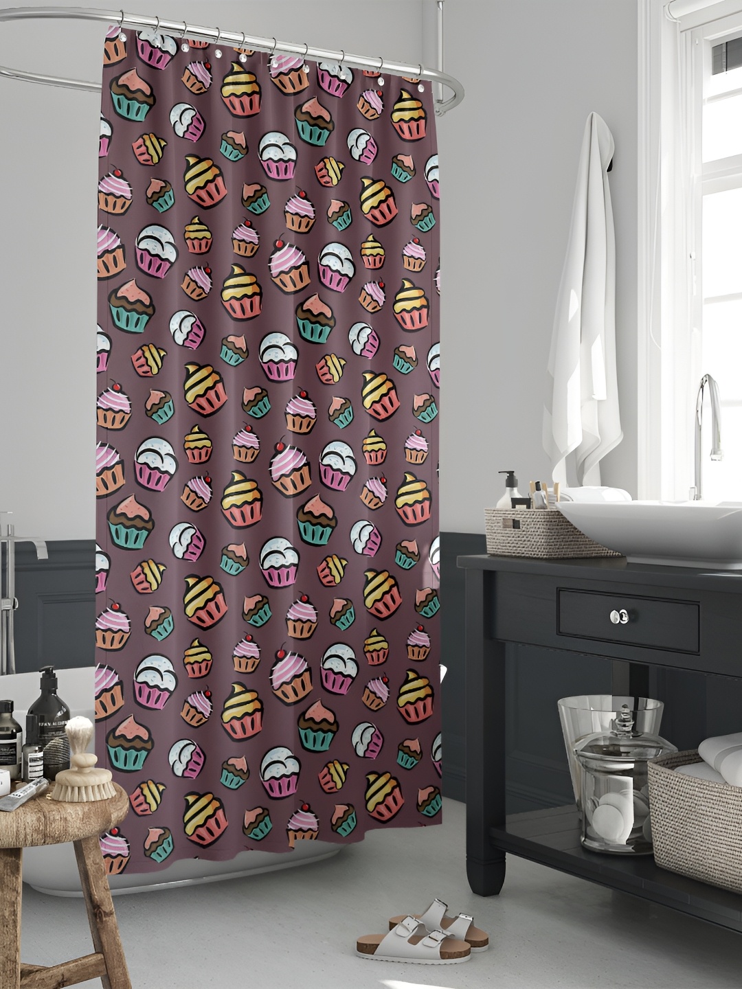 

ArtzFolio Mauve & Brown Printed Waterproof Shower Curtain