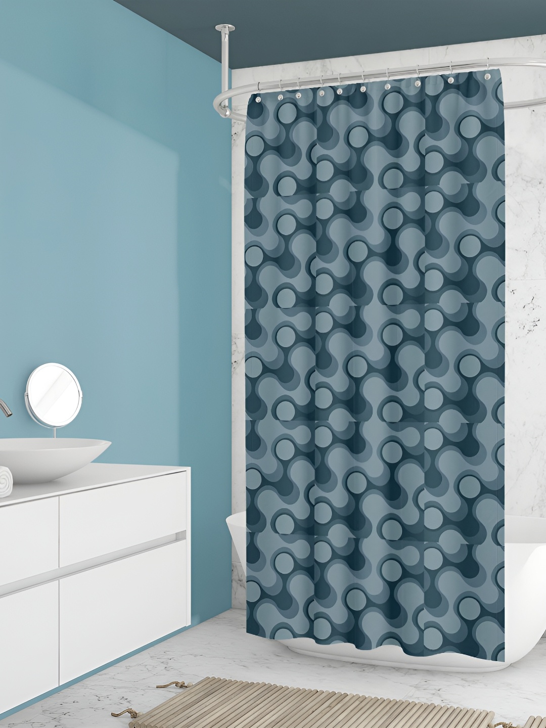

ArtzFolio Black & Grey Printed Waterproof Shower Curtains