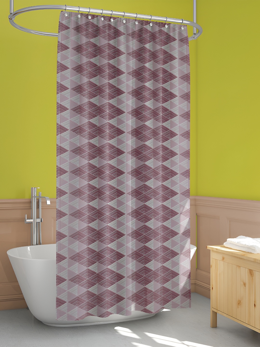 

ArtzFolio Mauve & Grey Printed Waterproof Shower Curtain