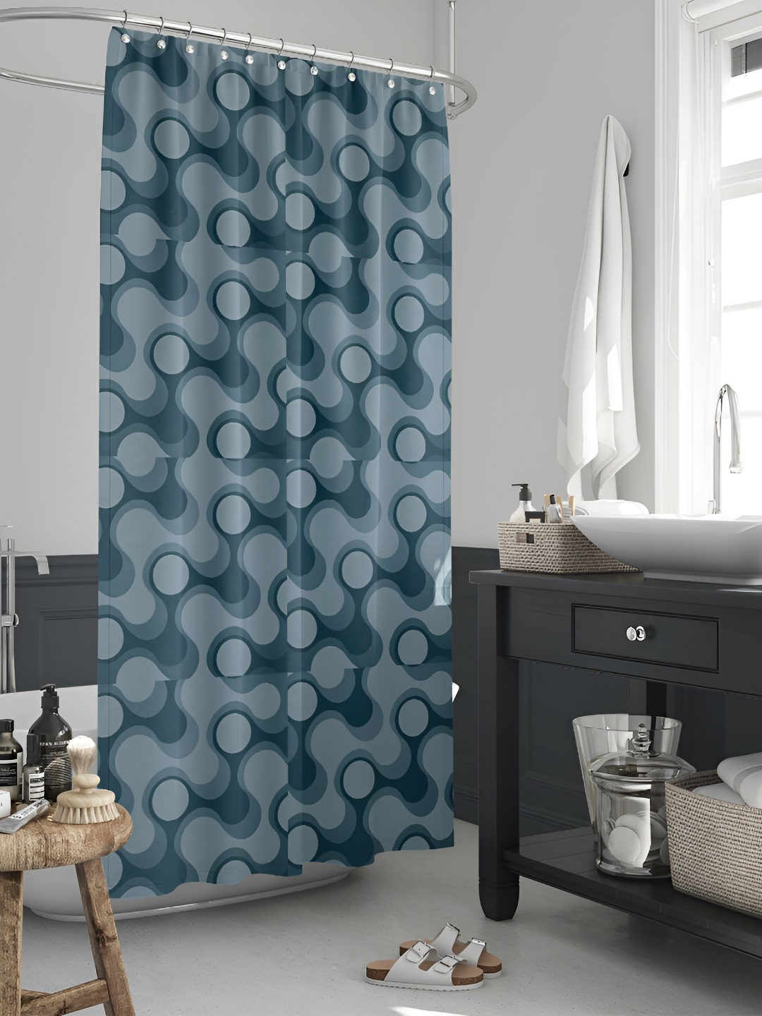 

ArtzFolio Teal Printed Waterproof Shower Curtains