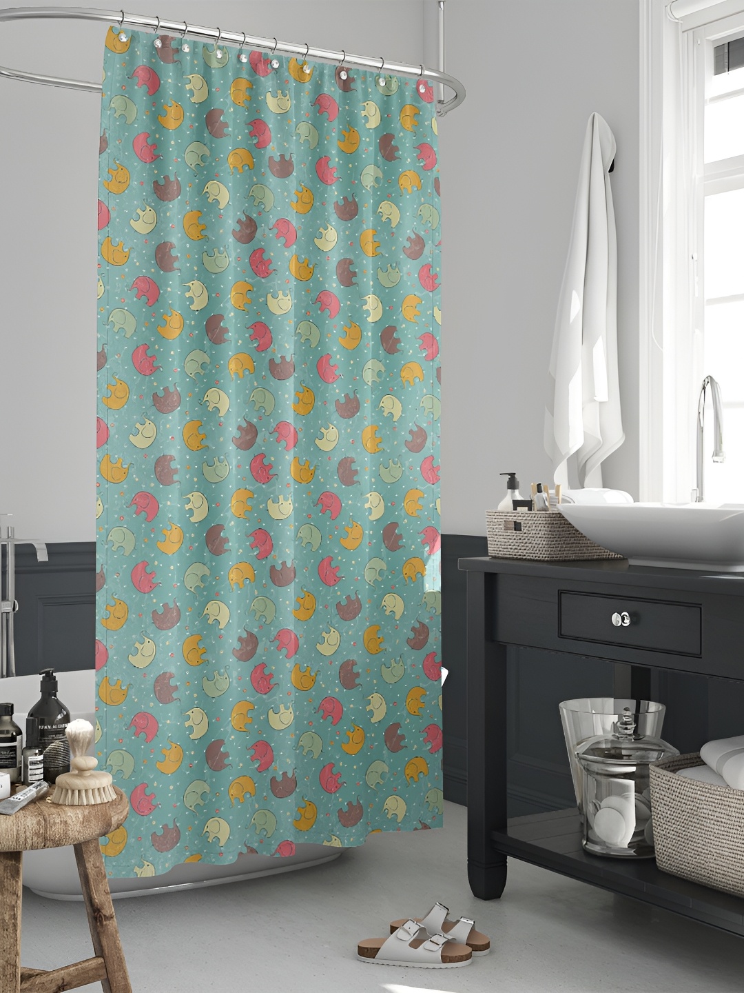

ArtzFolio Blue & Pink Printed Waterproof Shower Curtains