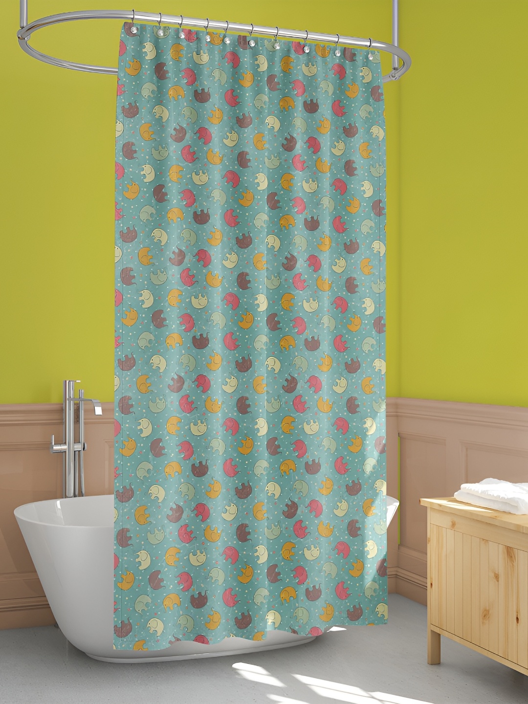 

ArtzFolio Blue & Brown Printed Waterproof Shower Curtain