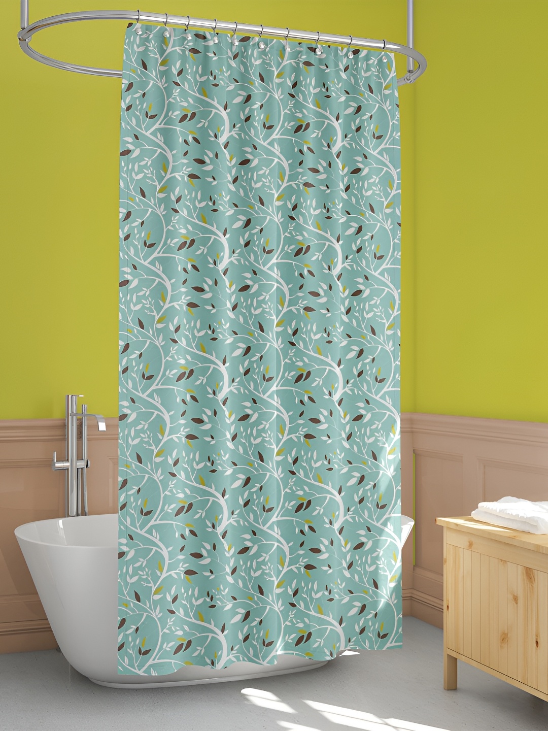 

ArtzFolio Blue -Brown & White Printed Waterproof Shower Curtains