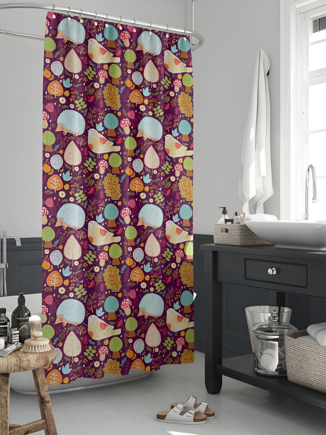 

ArtzFolio Purple-Blue & Yellow Printed Waterproof Shower Curtains
