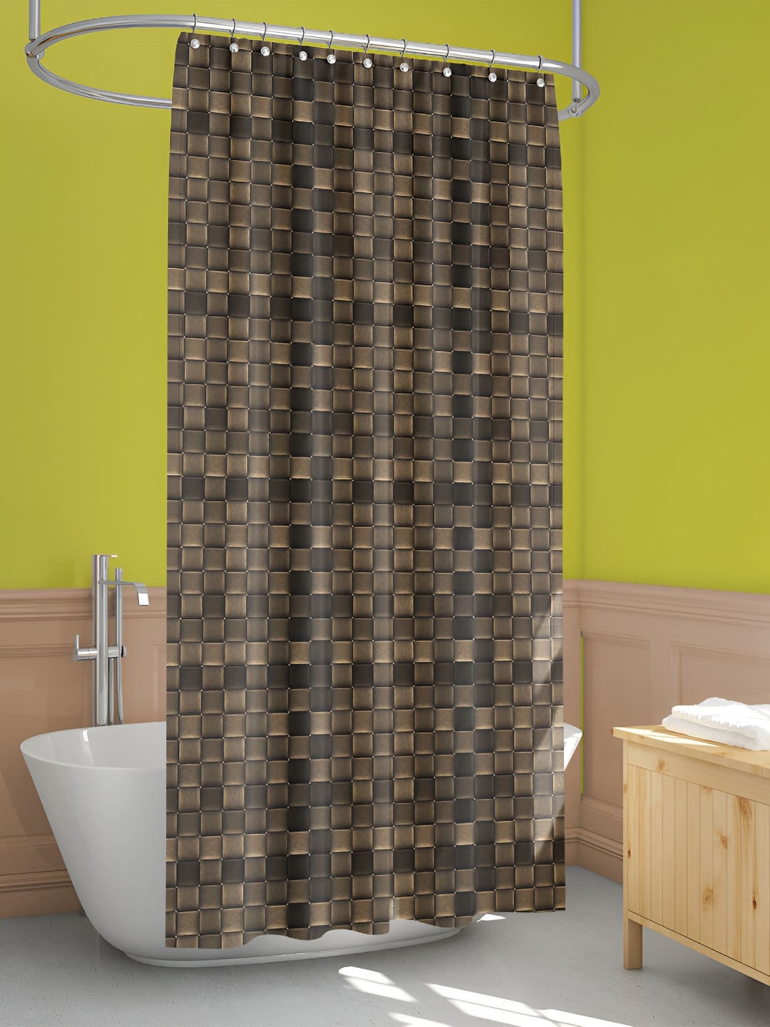 

ArtzFolio Brown & Black Printed Waterproof Shower Curtain