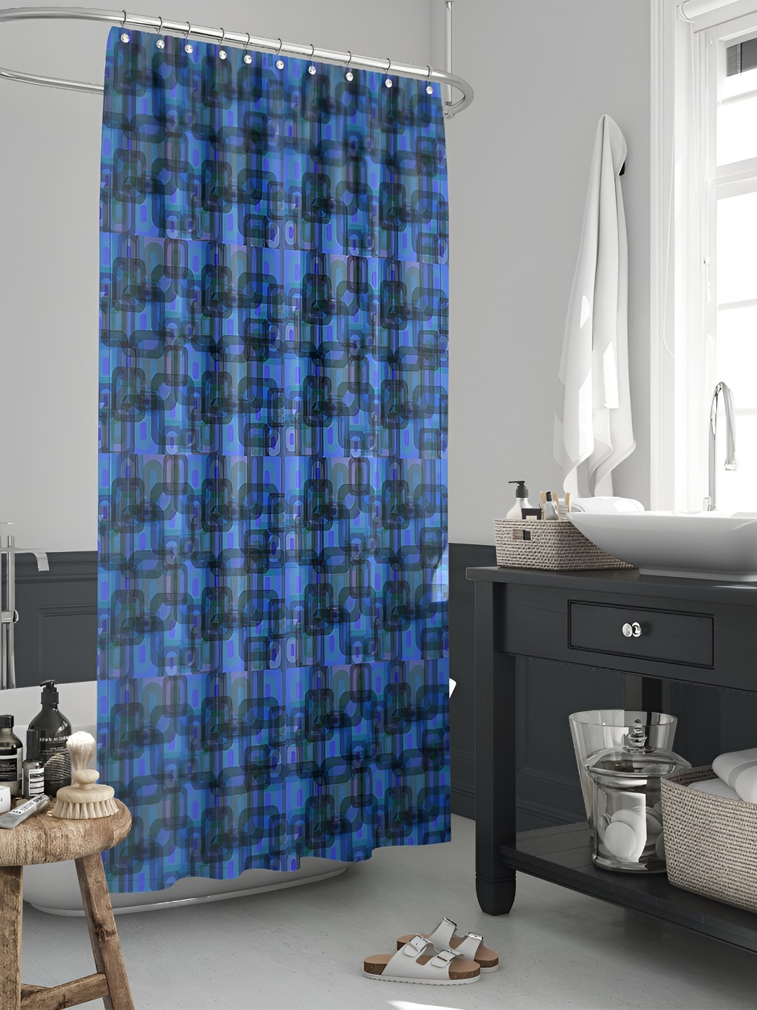 

ArtzFolio Blue & Green Printed Waterproof Shower Curtains