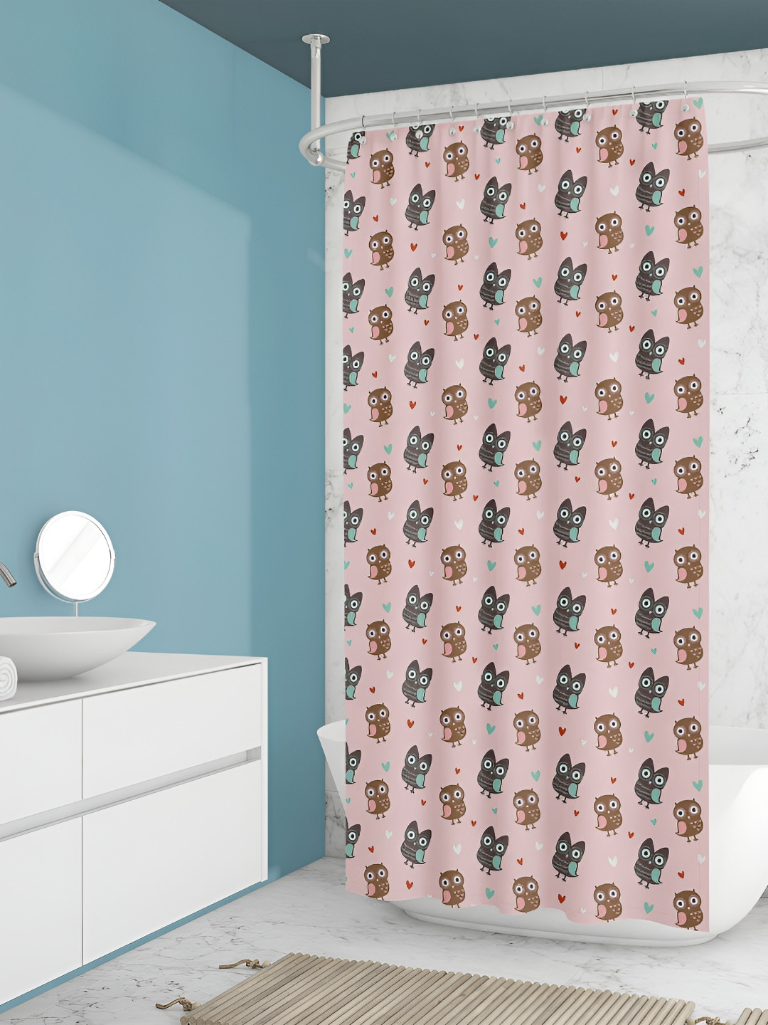 

ArtzFolio Pink & Grey Printed Waterproof Shower Curtains
