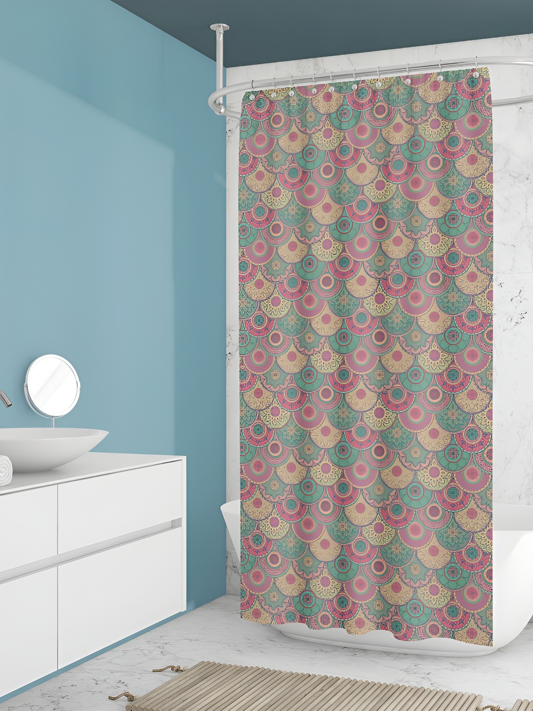 

ArtzFolio Pink & Green Printed Waterproof Shower Curtains