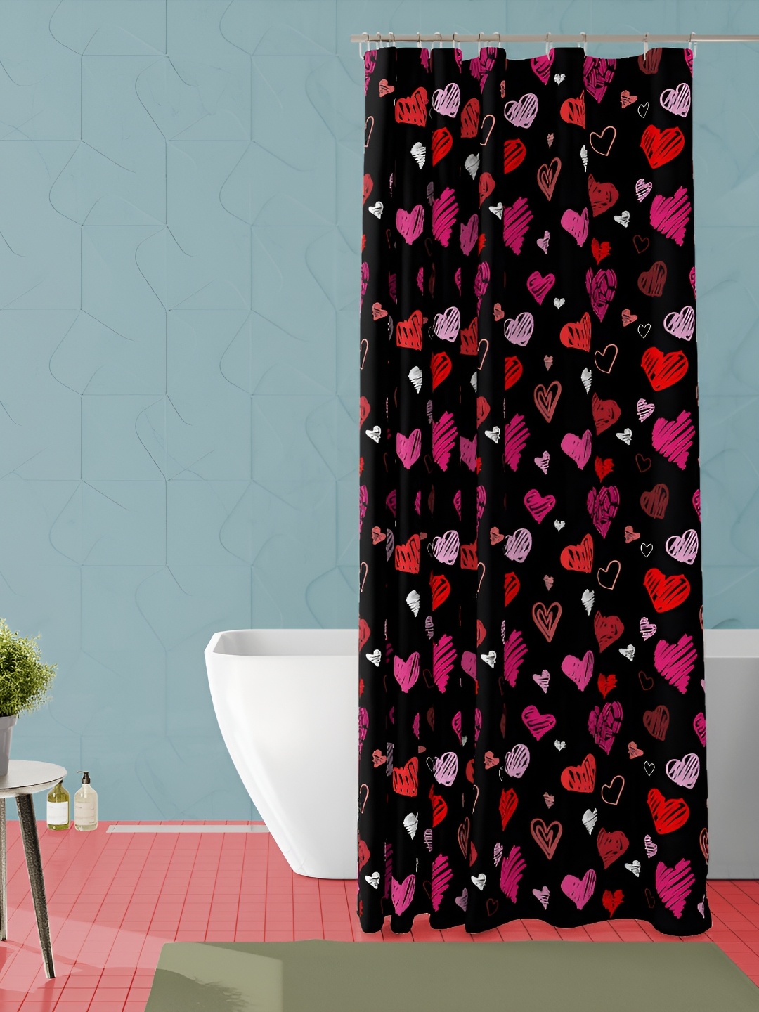 

ArtzFolio Black-Pink & White Printed Waterproof Shower Curtains