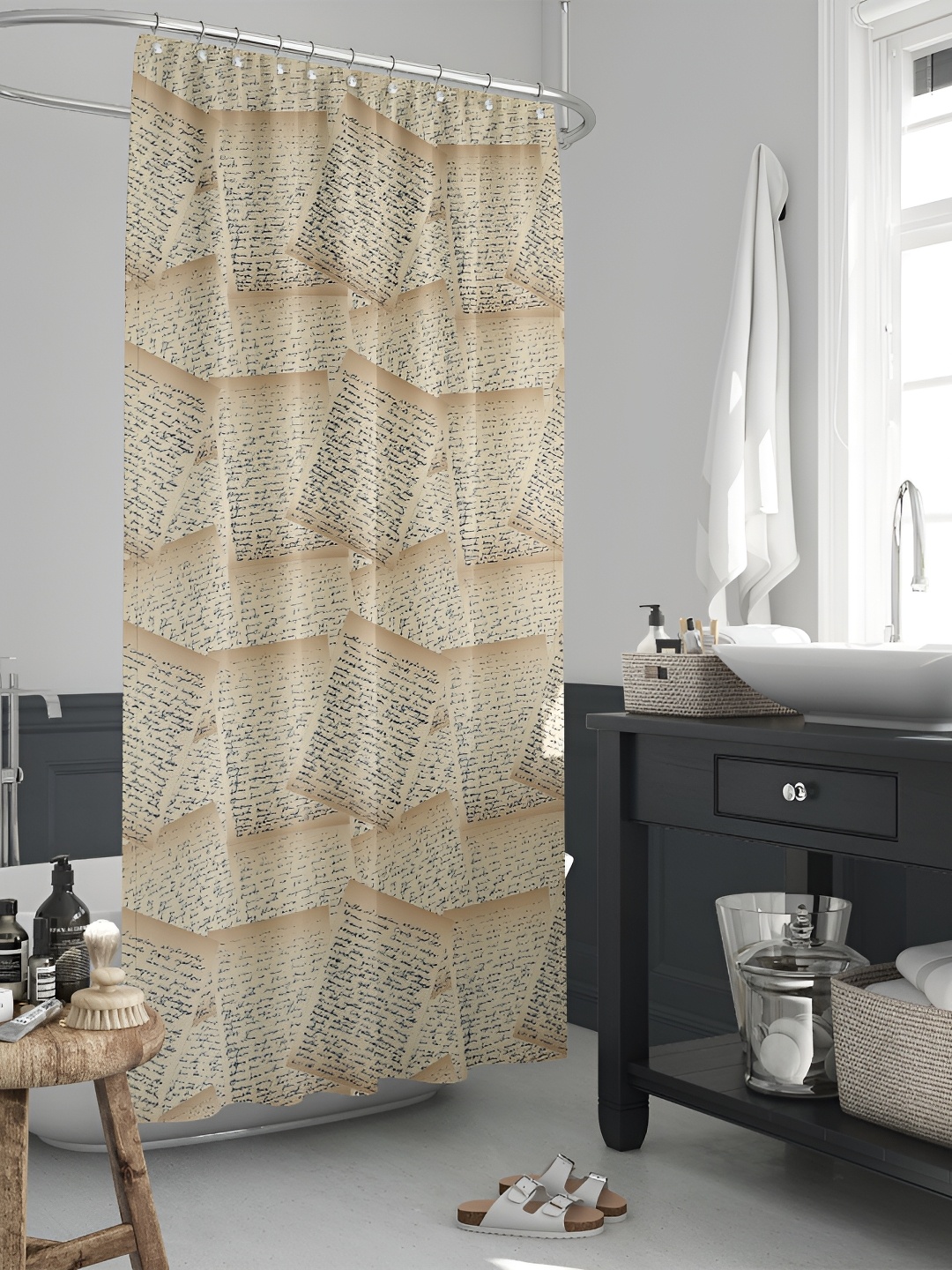 

ArtzFolio Brown & Black Printed Waterproof Shower Curtains