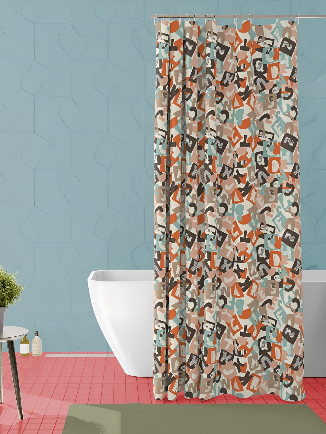 

ArtzFolio Rust-Brown & Orange Coloured Printed Waterproof Shower Curtains