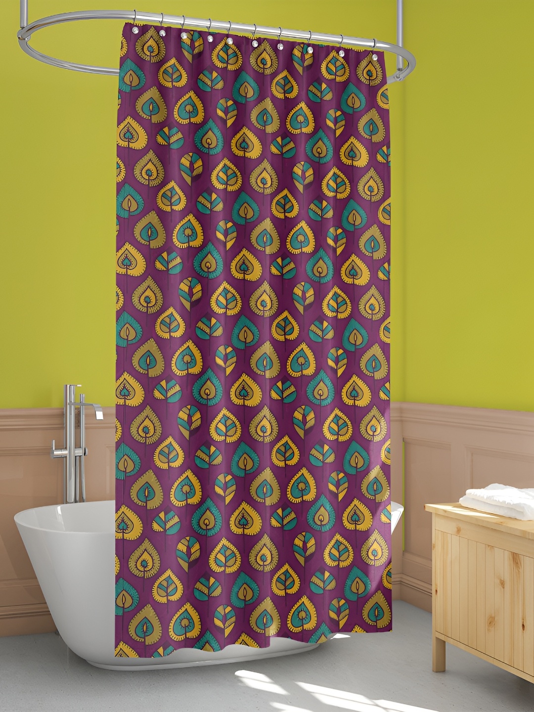 

ArtzFolio Purple & Mustard Printed Waterproof Shower Curtains