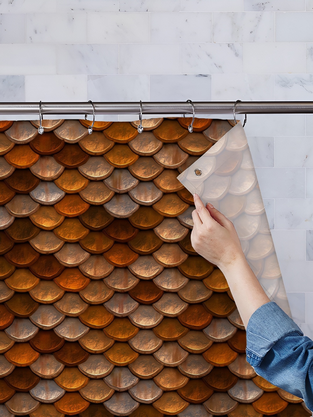 

ArtzFolio Brown Printed Waterproof Shower Curtains