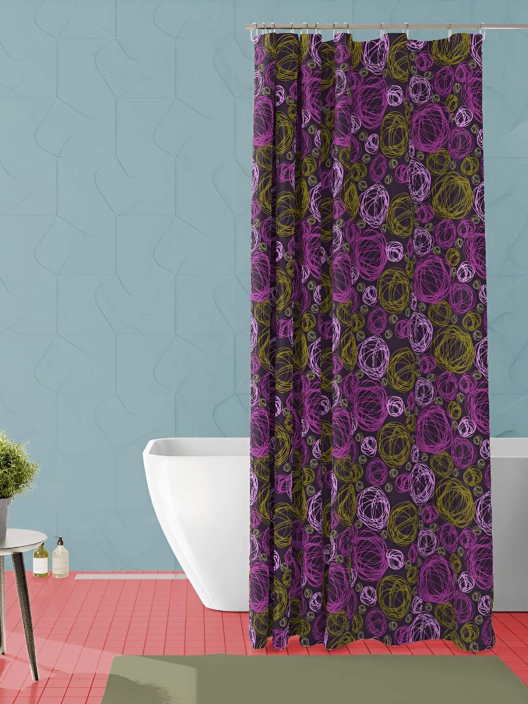 

ArtzFolio Black-Purple & Yellow Printed Waterproof Shower Curtains