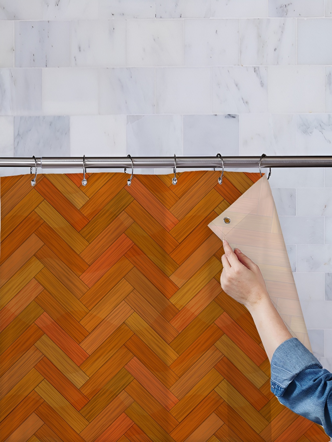 

ArtzFolio Tan-Brown Printed Waterproof Shower Curtains