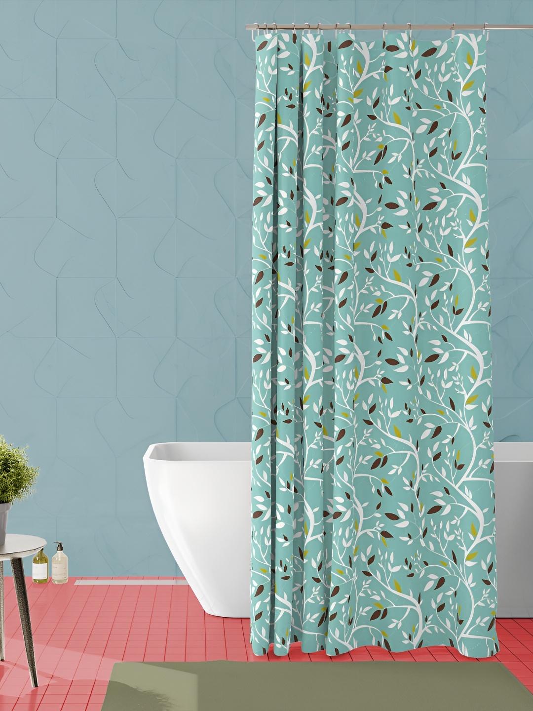 

ArtzFolio Sea-Green & White Printed Waterproof Shower Curtains