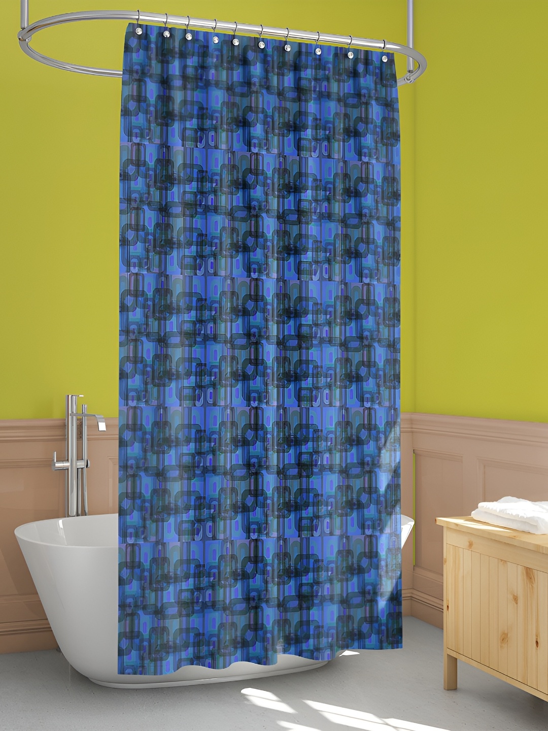 

ArtzFolio Blue & Black Printed Waterproof Shower Curtains