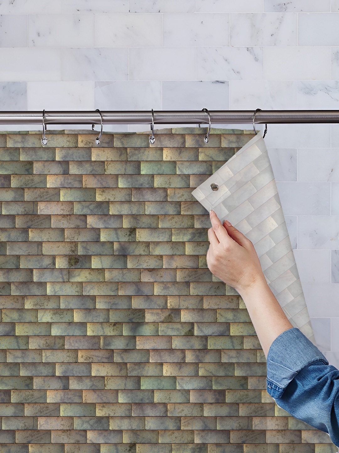 

ArtzFolio Brown Printed Waterproof Shower Curtains