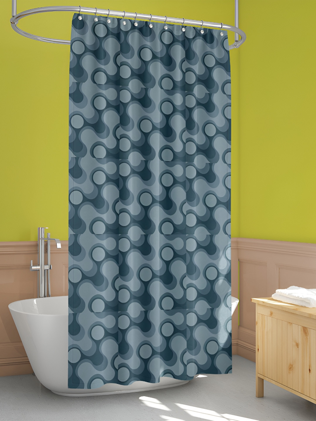 

ArtzFolio Teal-colored & Grey Printed Waterproof Shower Curtain