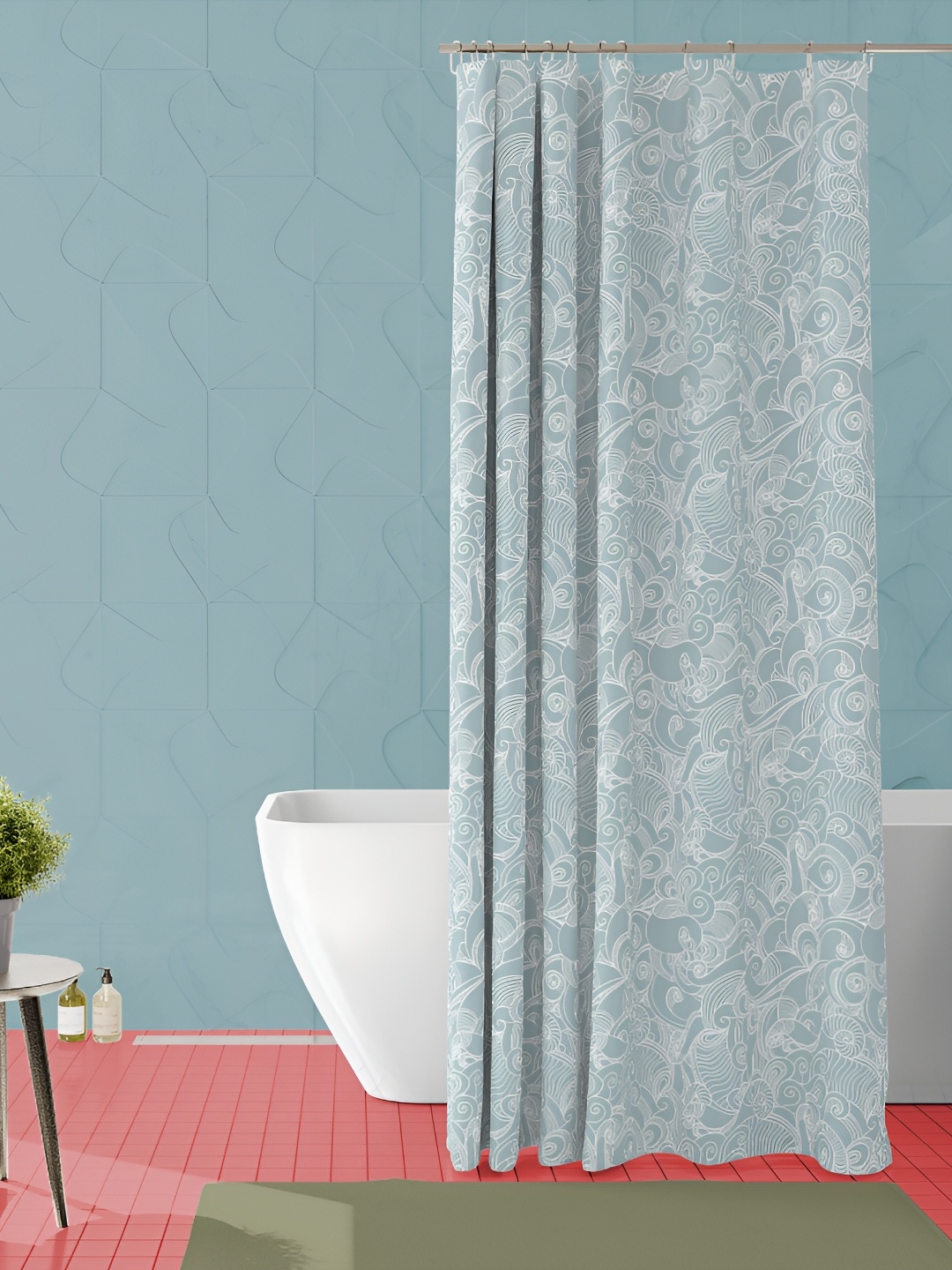 

ArtzFolio Blue & White Printed Waterproof Shower Curtains
