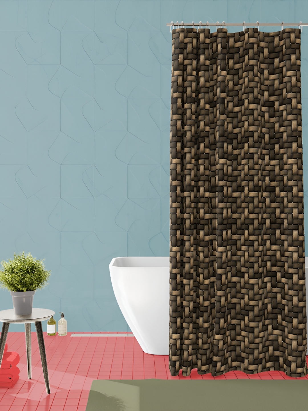 

ArtzFolio Black & Brown Printed Waterproof Shower Curtains