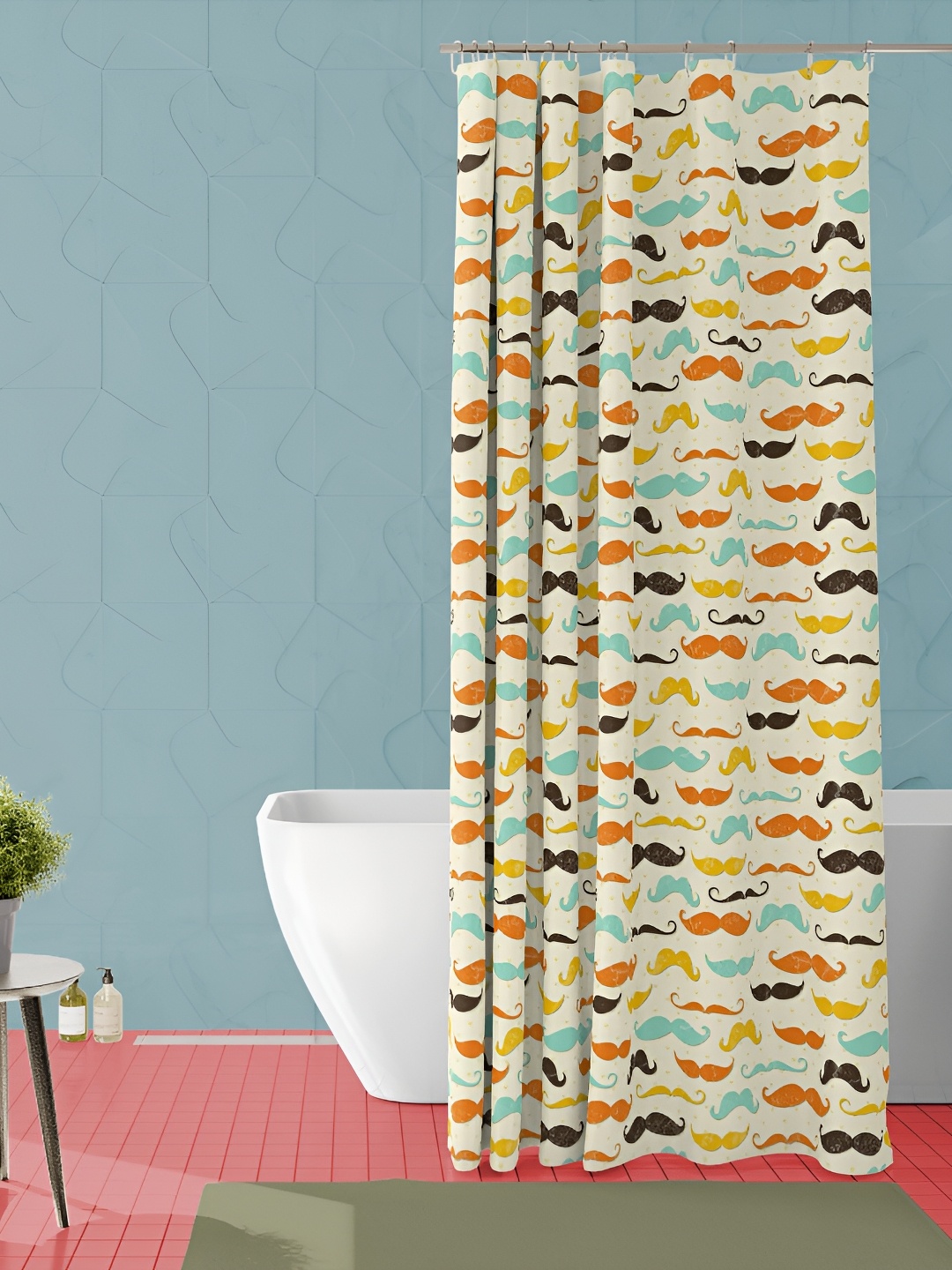 

ArtzFolio Beige & Green Printed Waterproof Shower Curtains