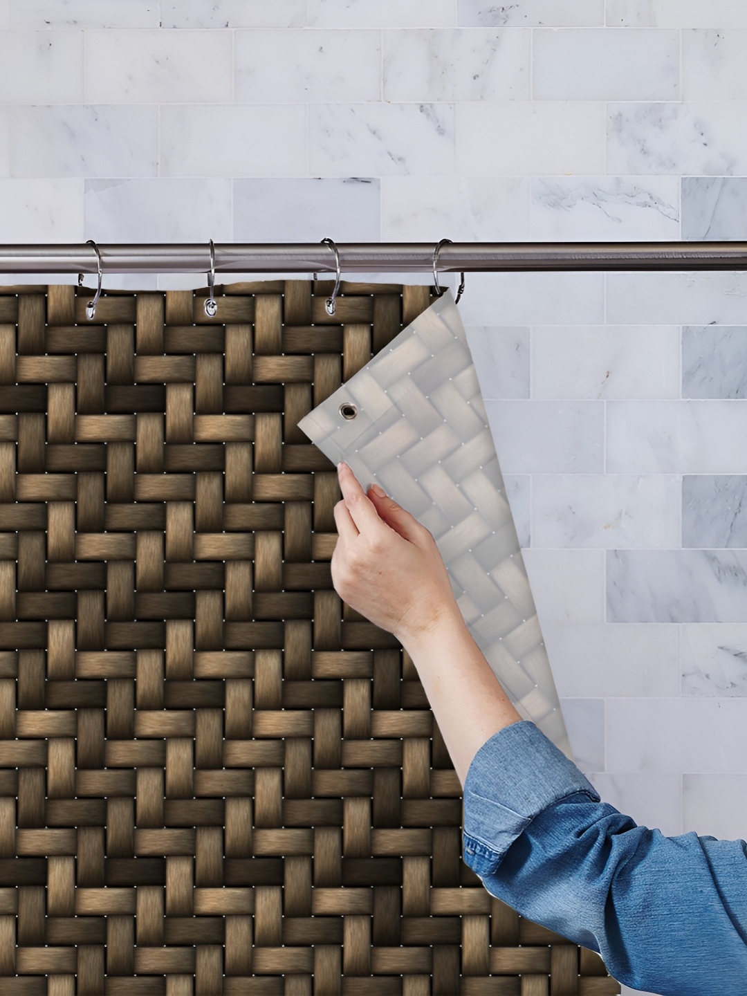 

ArtzFolio Brown Printed Waterproof Shower Curtains